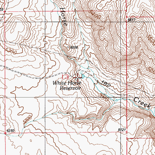 Topographic Map of White Horse Reservoir, ID
