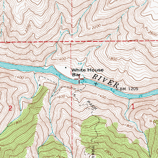 Topographic Map of White House Bar, ID