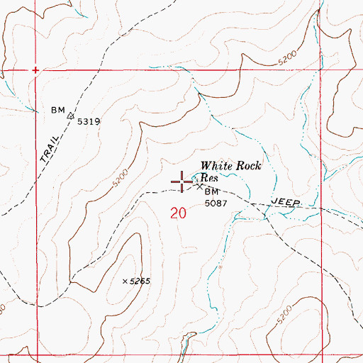 Topographic Map of White Rock Reservoir, ID