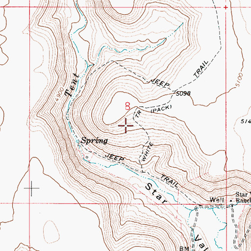 Topographic Map of White Trail, ID