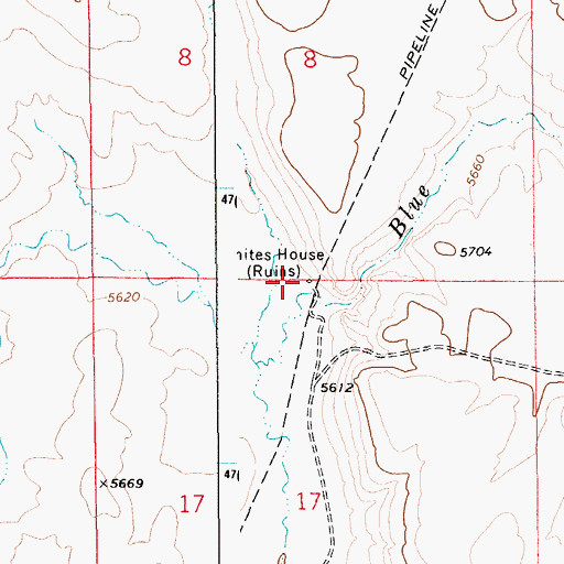 Topographic Map of Whites House (historical), ID