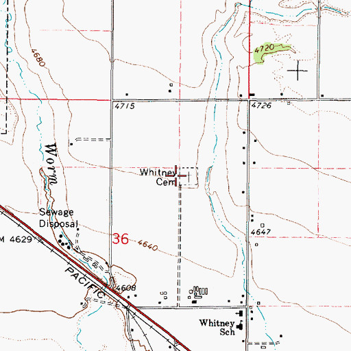 Topographic Map of Whitney Cemetery, ID