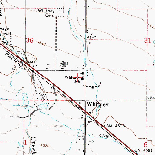 Topographic Map of Whitney School, ID