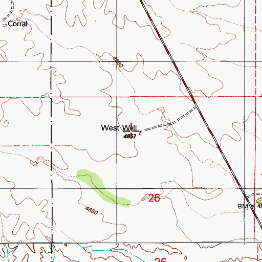 Topographic Map of West Well, AZ