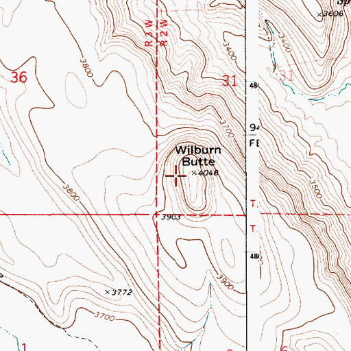 Topographic Map of Wilburn Butte, ID