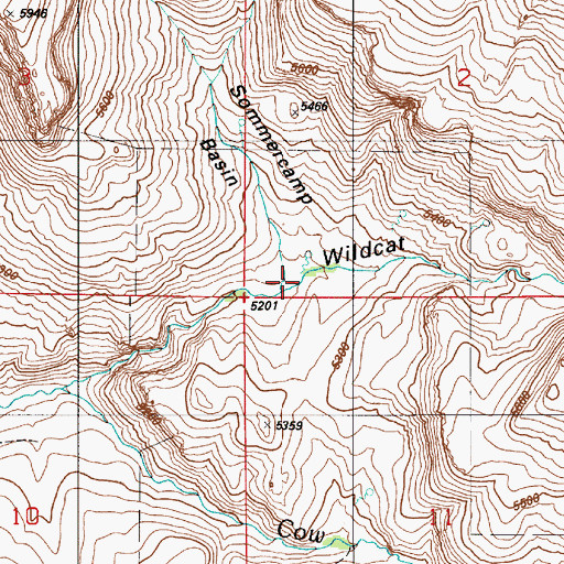 Topographic Map of Wildcat Canyon, ID