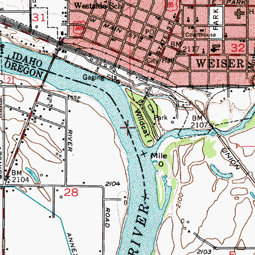 Topographic Map of Wildcat Island, ID