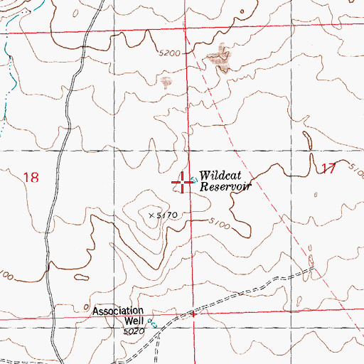 Topographic Map of Wildcat Reservoir, ID