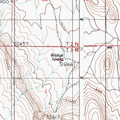 Topographic Map of Wildcat Spring, ID