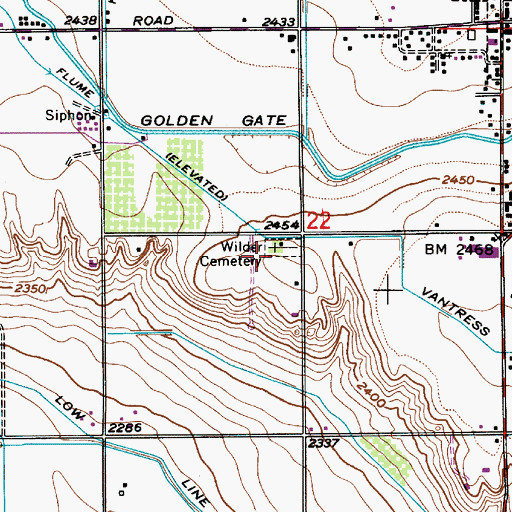 Topographic Map of Wilder Cemetery, ID