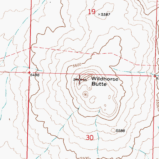 Topographic Map of Wildhorse Butte, ID