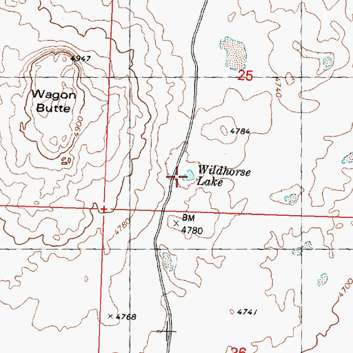 Topographic Map of Wildhorse Lake, ID