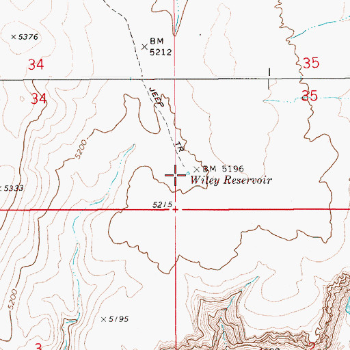 Topographic Map of Wiley Reservoir, ID