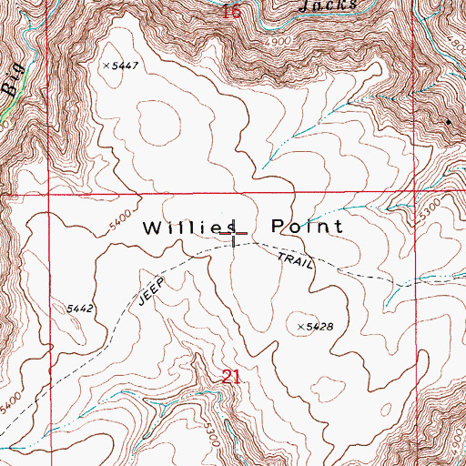 Topographic Map of Willies Point, ID