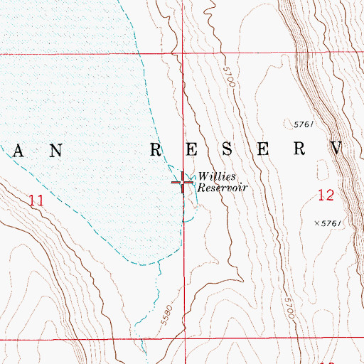 Topographic Map of Willies Reservoir, ID