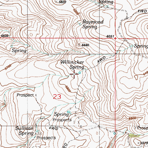 Topographic Map of Willinicker Spring, ID