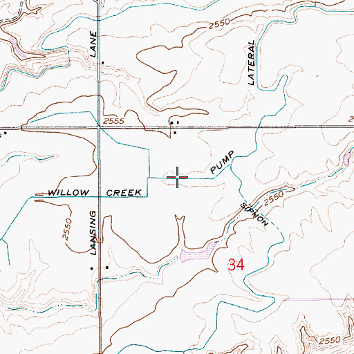 Topographic Map of Willow Creek Pump Lateral, ID