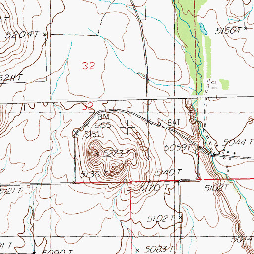 Topographic Map of Willow Creek School, ID