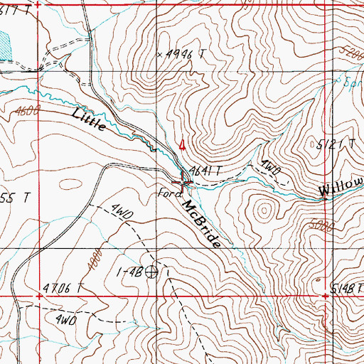 Topographic Map of Willow Fork, ID