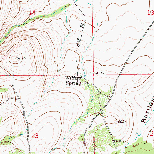 Topographic Map of Willow Spring, ID
