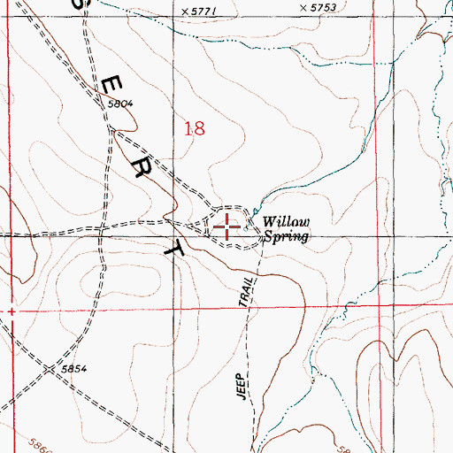 Topographic Map of Willow Spring, ID