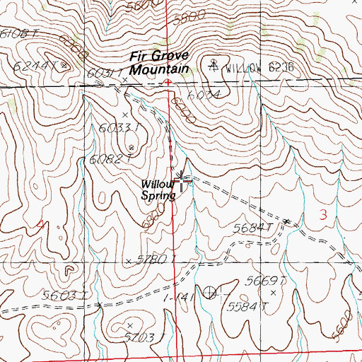 Topographic Map of Willow Spring, ID