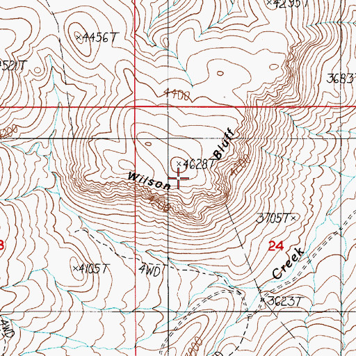 Topographic Map of Wilson Bluff, ID