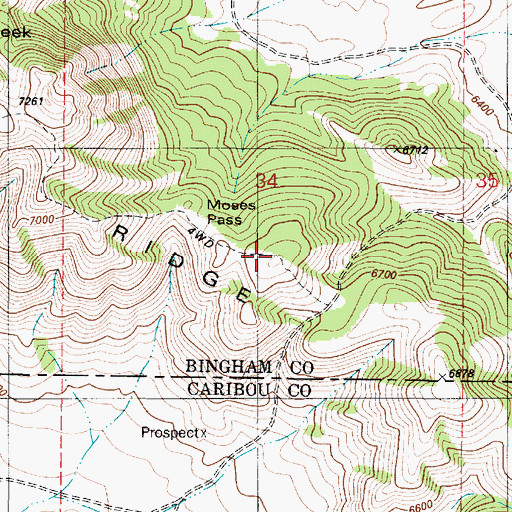Topographic Map of Wilson Ridge, ID