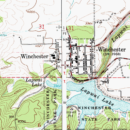 Topographic Map of Winchester, ID