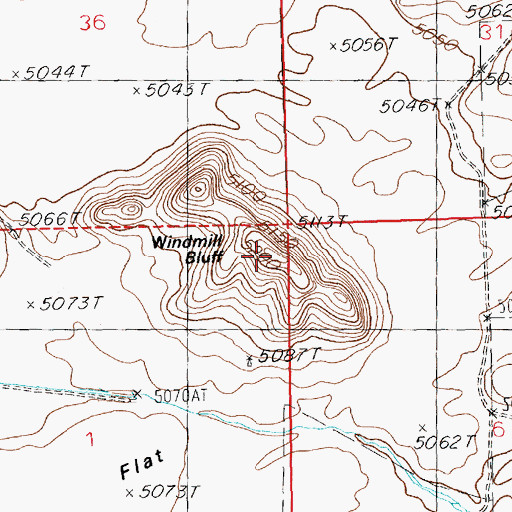 Topographic Map of Windmill Bluff, ID