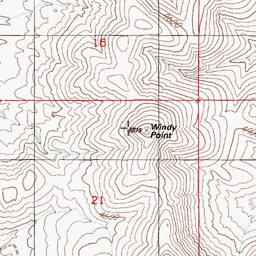 Topographic Map of Windy Point, ID