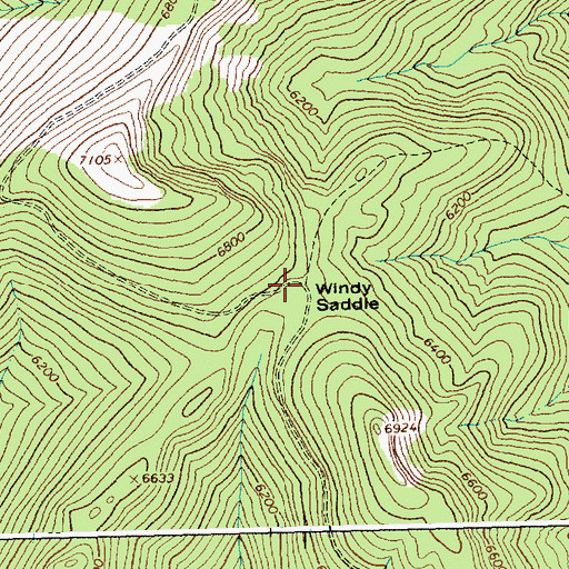 Topographic Map of Windy Saddle, ID