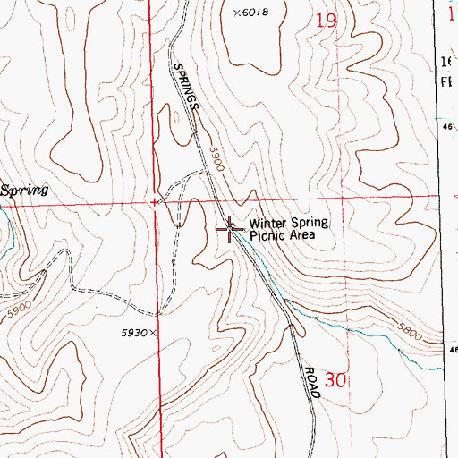 Topographic Map of Winter Spring Picnic Area, ID