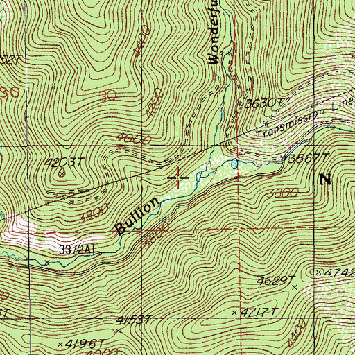 Topographic Map of Wonderful Creek, ID
