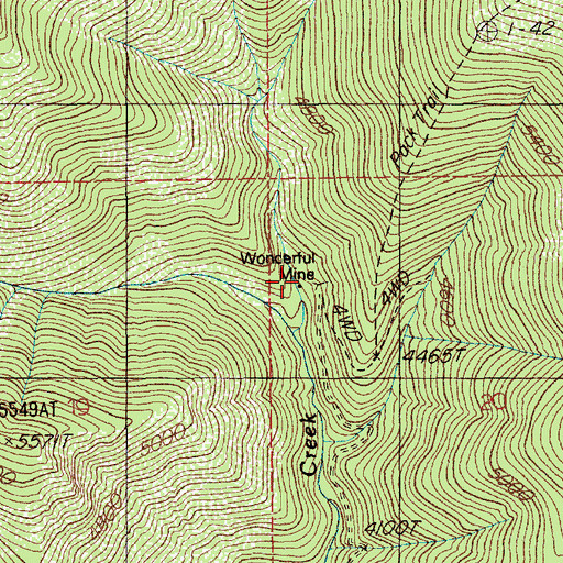 Topographic Map of Wonderful Mine, ID