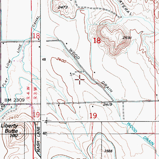 Topographic Map of Wood Drain, ID