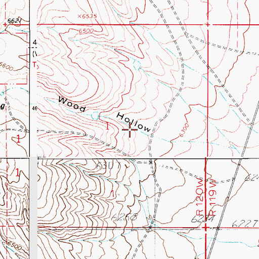 Topographic Map of Wood Hollow, WY