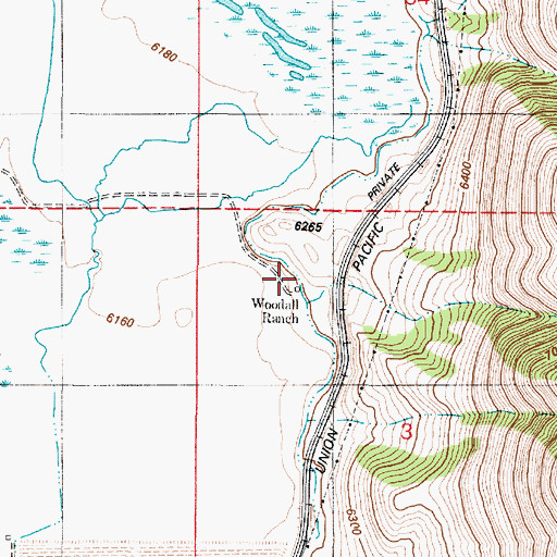 Topographic Map of Woodall Ranch, ID