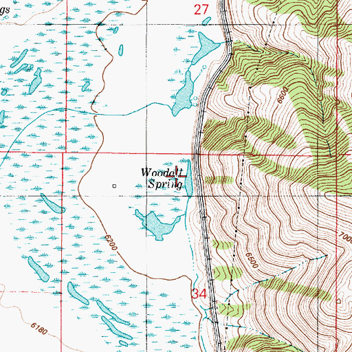 Topographic Map of Woodall Spring, ID
