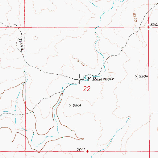 Topographic Map of Y Reservoir, ID