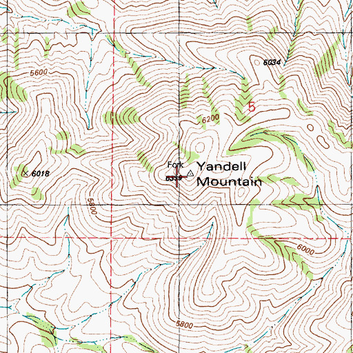 Topographic Map of Yandell Mountain, ID