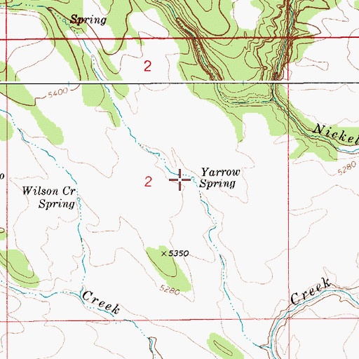 Topographic Map of Yarrow Spring, ID