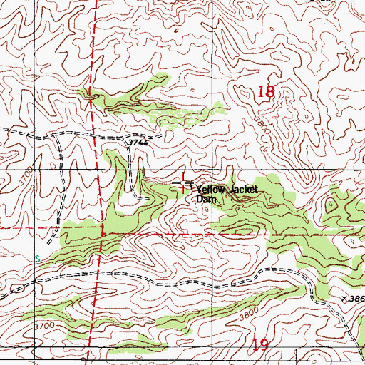 Topographic Map of Yellow Jacket Dam, AZ
