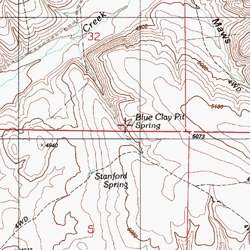 Topographic Map of Blue Clay Pit Spring, ID