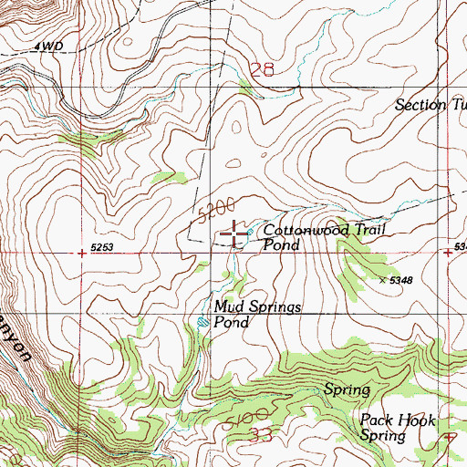 Topographic Map of Cottonwood Trail Pond, ID