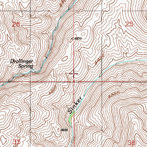 Topographic Map of Drollinger Spring, ID