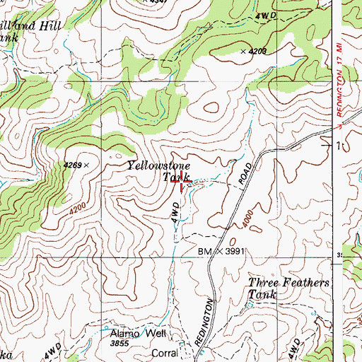 Topographic Map of Yellowstone Tank, AZ