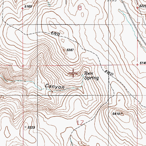Topographic Map of Ibex Spring, ID