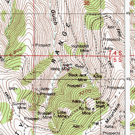 Topographic Map of Idaho Mine, ID