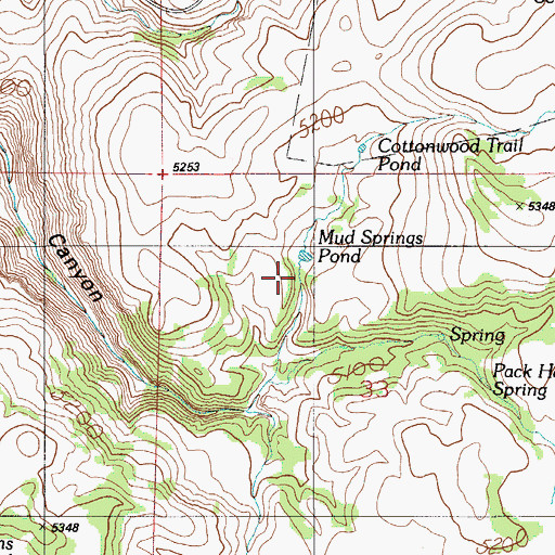 Topographic Map of Mud Springs Pond, ID